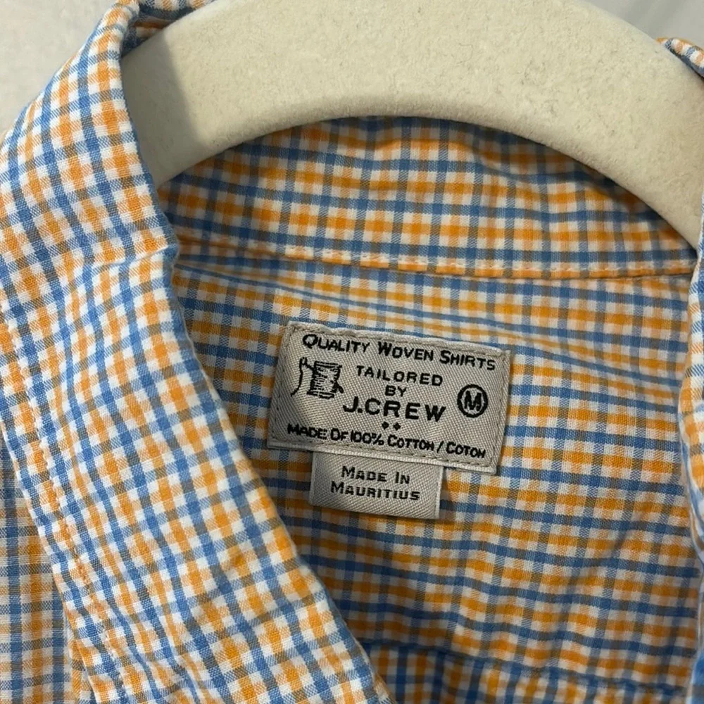 J. Crew Men's blue and orange Checkered Shirt sz M